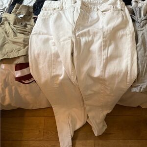 Zara Cream Mid-Rise Full Length Pants